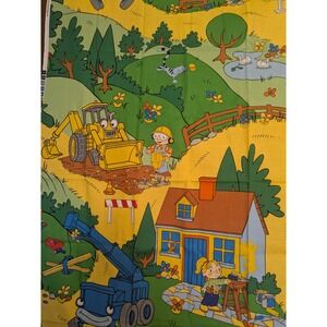 Vintage 2003 Bob The Builder Cotton Fabric‎ Multicolor 45.5x62" Sewing Crafting